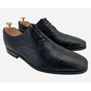 Magnanni Shoes Mens Size 11.5 Black Leather Cap Toe Oxford Dress Spain 7166